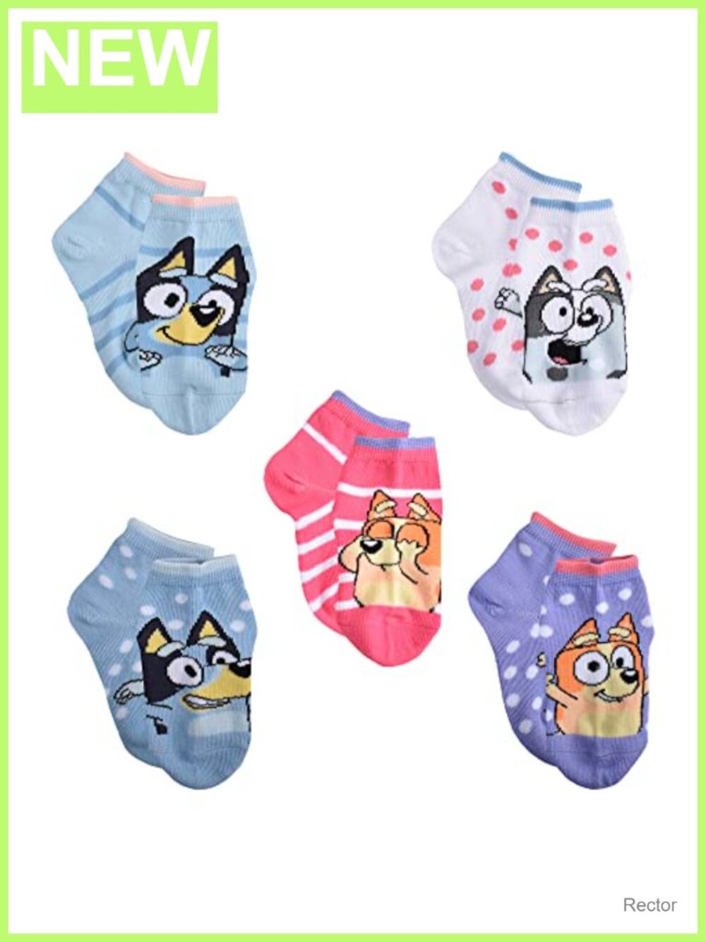 Bluey Kids 5-Pack Shortie Socks Polyester Spandex Quarter Length
